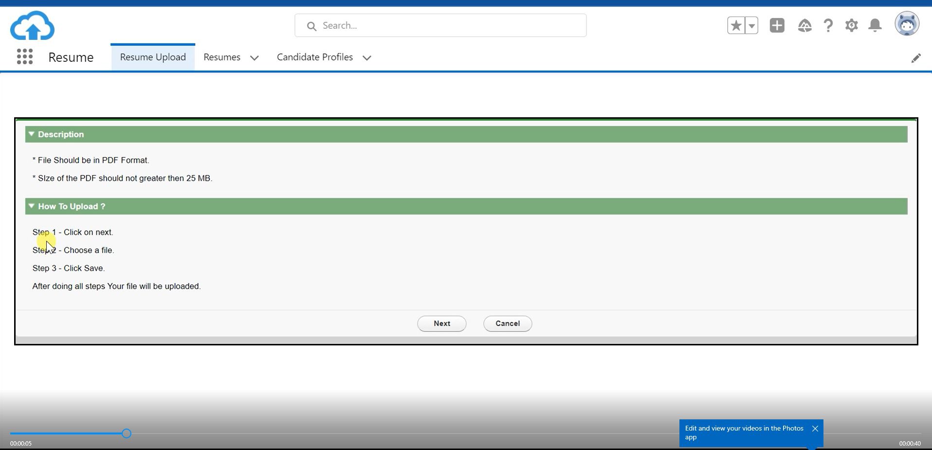 Resume Digital Salesforce APP